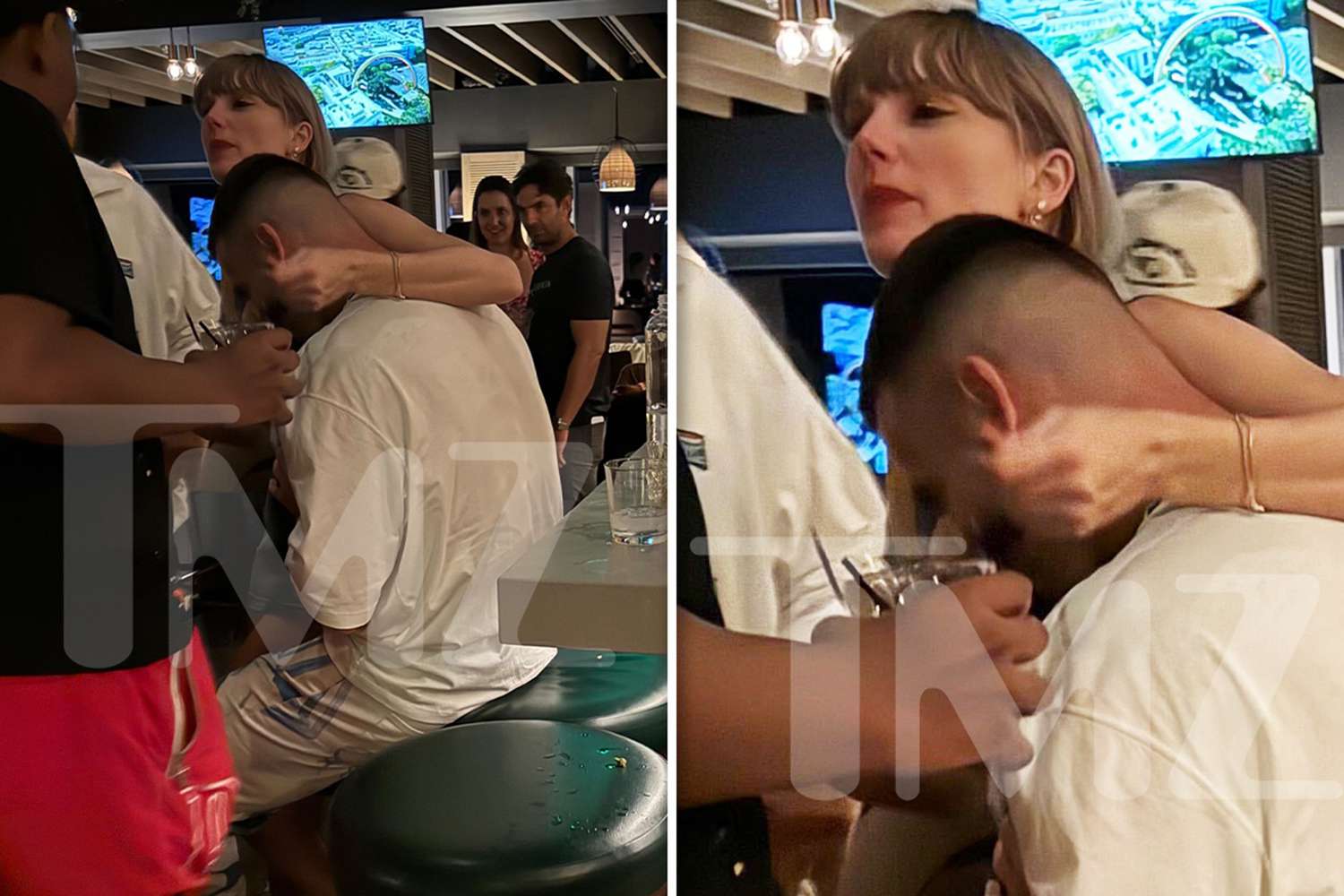 Taylor Swift Puts Arm Around Travis Kelce at Postgame Party