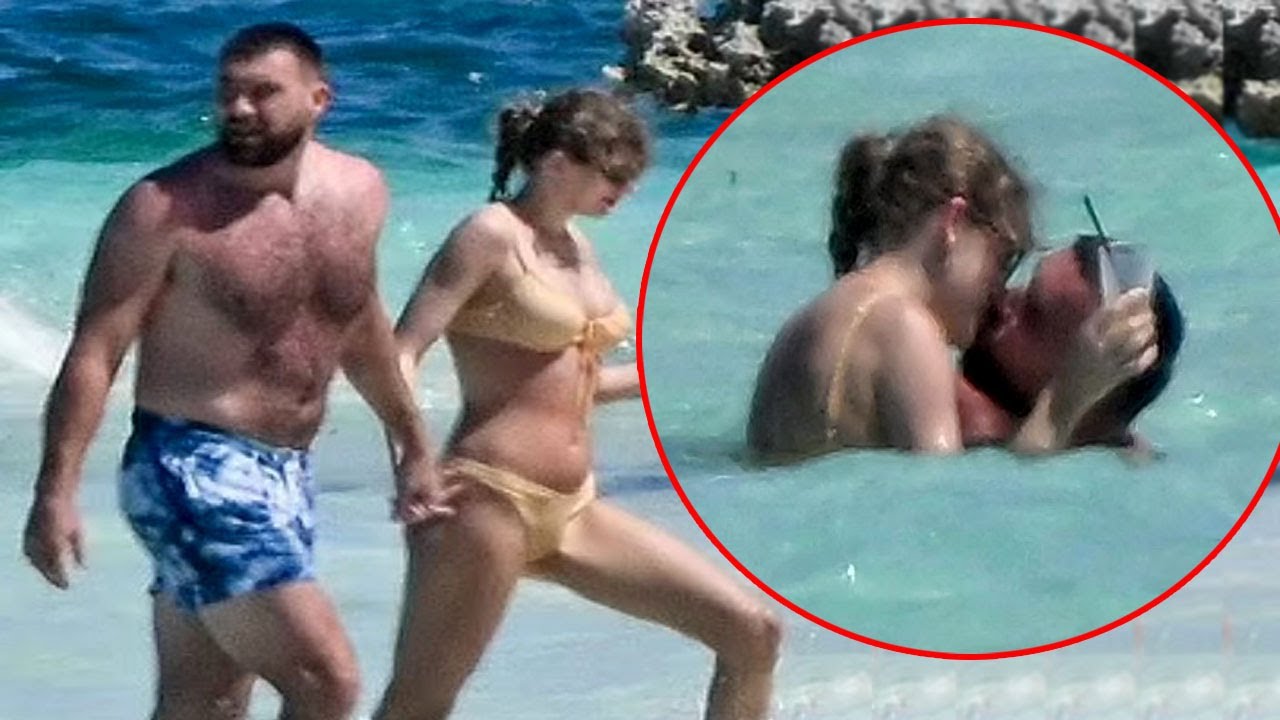 Taylor Swift and Travis Kelce were spotted sharing a passionate kiss as  they frolicked on the beach - YouTube