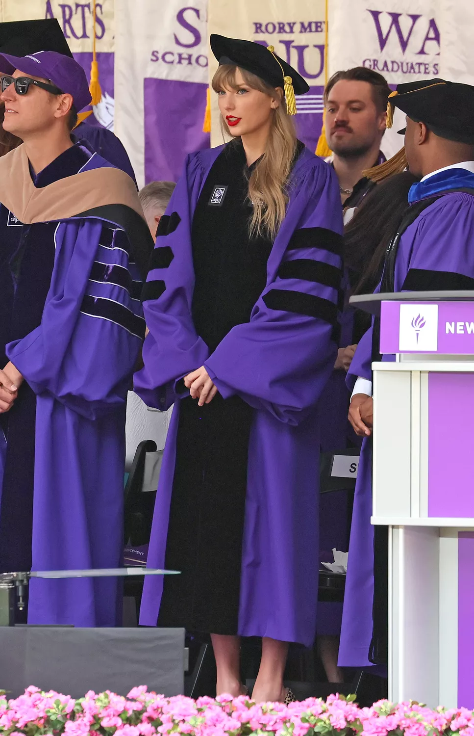 Taylor Swift arrives to deliver the New York University 2022 Commencement Address at Yankee Stadium on May 18, 2022 in New York City.