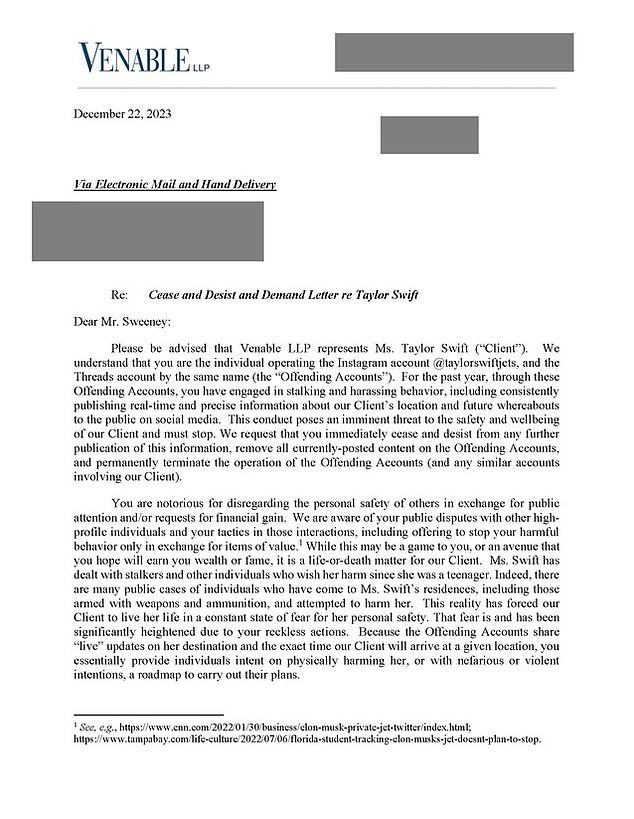 Authored by Katie Wright Morrone from Venable law firm, the strongly-worded cease and desist accused Sweeney of treating it like a 'game'