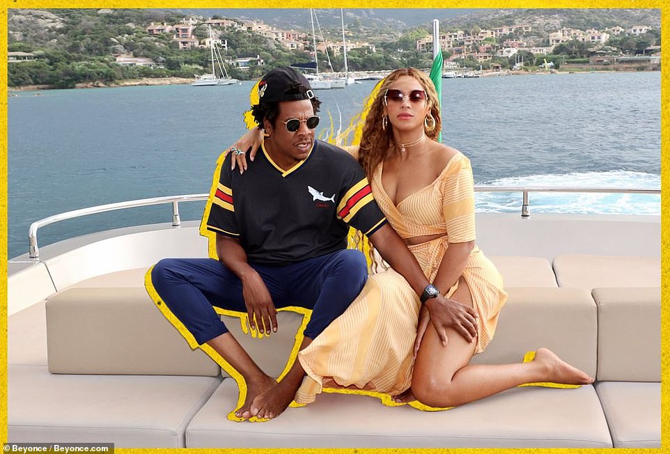 Just us: Her mogul husband Jay-Z was also featured in the snaps