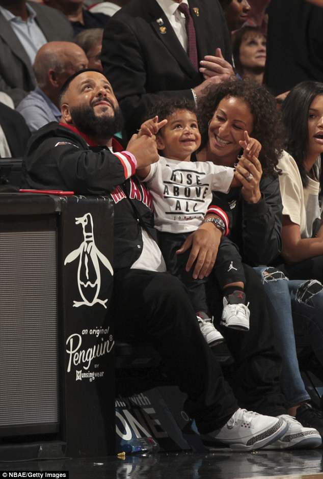 Memorable: The night on the town fulfilled a longtime parenting aspiration for Khaled - to take his son to a hoops game