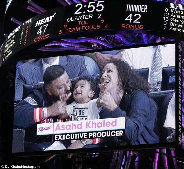 Awesome: The famous family, including Nicole Tuck, 42, beamed as they saw little Asahd on the big screen 