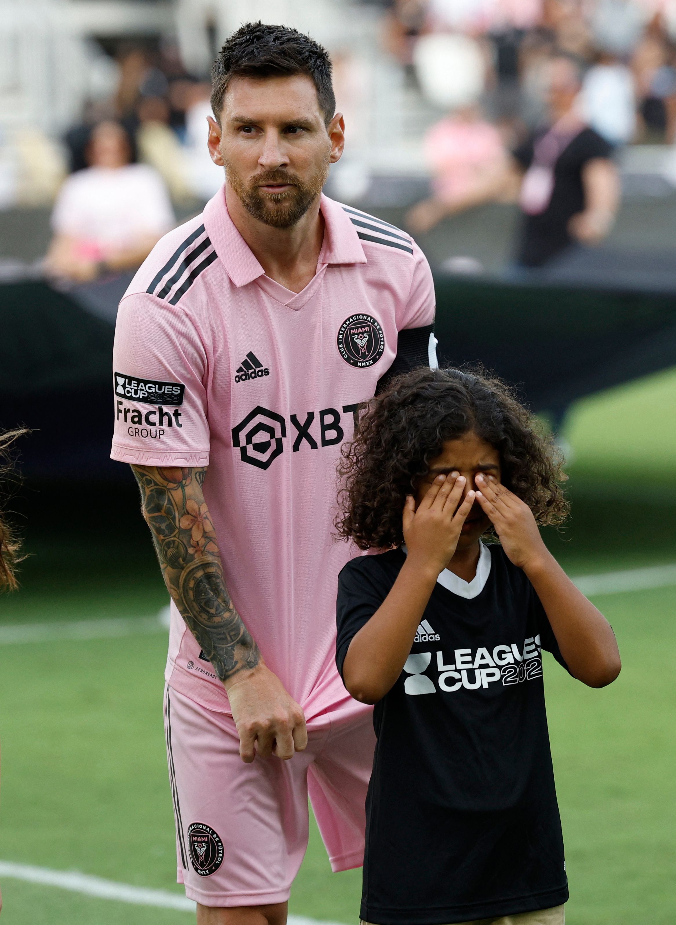 Lionel Messi consoles DJ Khaled's son who burst into tears as Inter Miami  mascot