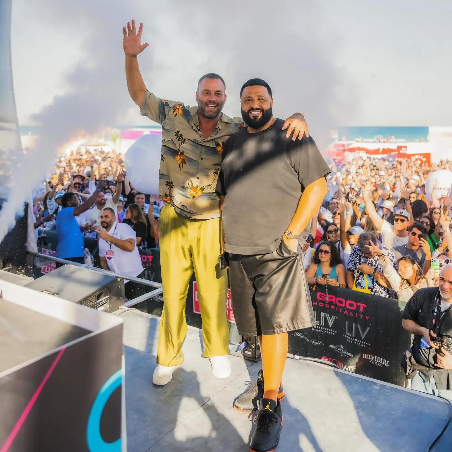 DJ Khaled Protected His Sneakers By Having His Bodyguard Carry It When He Rushed To Perform With Rick Ross