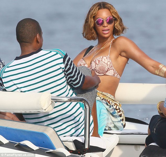 Living the high life: The singer and rapper are staying on a yacht off the coast of Cannes