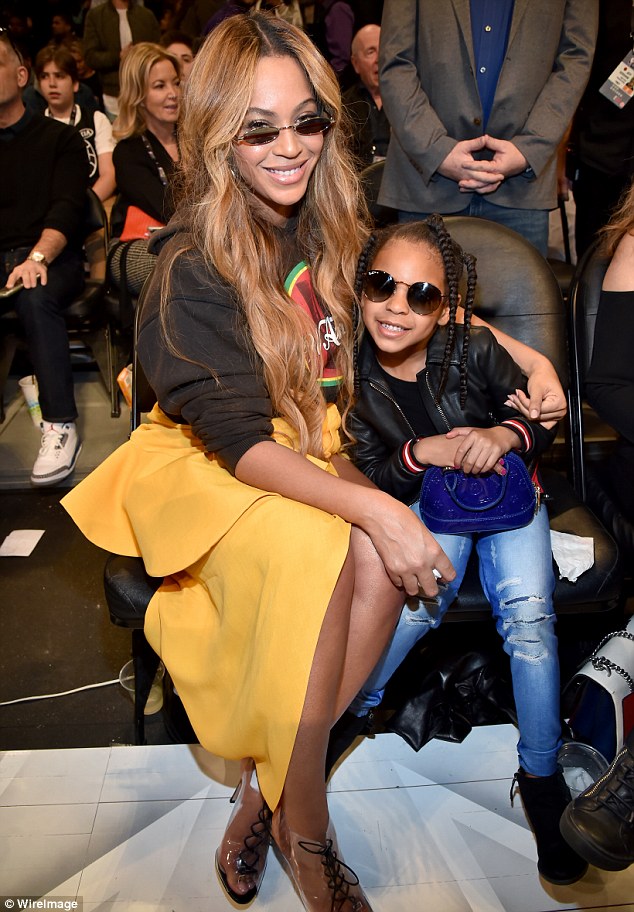 Clear shoes: Beyoncé wore see-through high heels to the NBA All-Star Game; here she is seen at the Staples Center