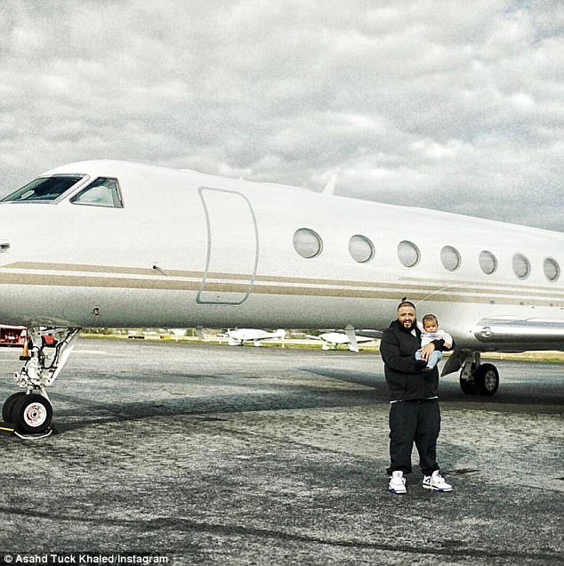 Adventurer: One of the posts shows baby Asahd ready to board a plane with his famous dad