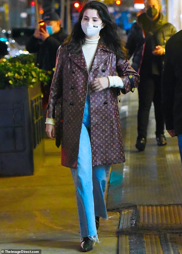 Spare time: She has work obligations in the Big Apple; seen here in a Louis Vuitton coat