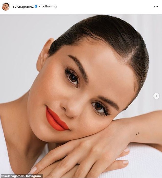 Her own best advertisement: She has proudly shared that her new makeup is '100% vegan and cruelty-free' and the line includes foundation, blush, eye-liner and lipstick and gloss