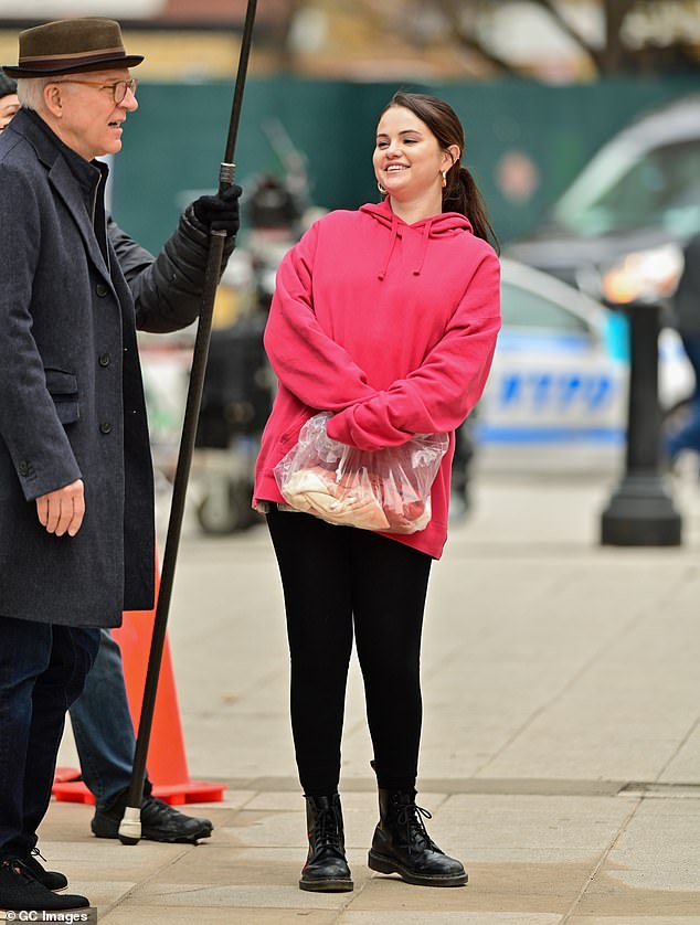 Good times: The 29-year-old actress couldn't stop smiling