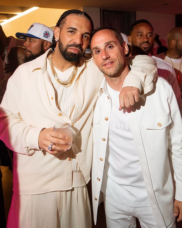 Drake celebrated part of his long holiday weekend by putting in an appearance at the all-white party held by Fanatics CEO Michael Rubin