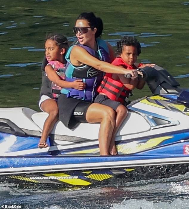 Chicago and Psalm were seem enjoying a ride on the wave runner with their mom